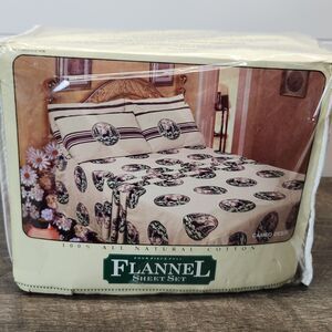 FRANCO Full Cotton Flannel Sheet Set Cameo Deer Rustic Cabincore  Hunting Cabin